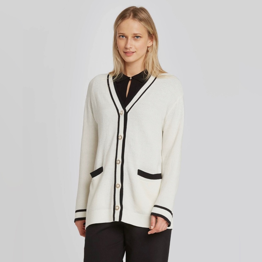 ❌Sold❌ Who What Wear Varsity Pearl Button Knit Cardigan